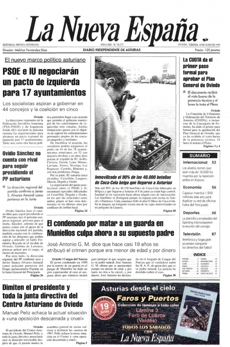 Portada Viernes 18 de  de 1999
