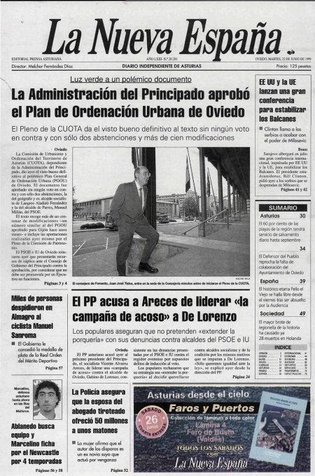 Portada Martes 22 de  de 1999