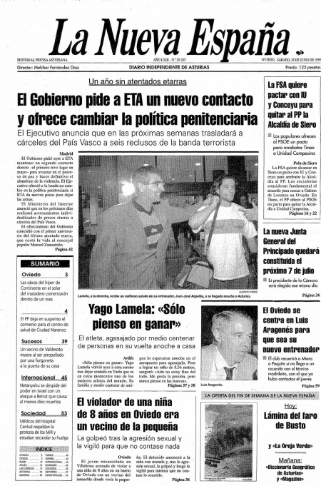 Portada Sábado 26 de  de 1999