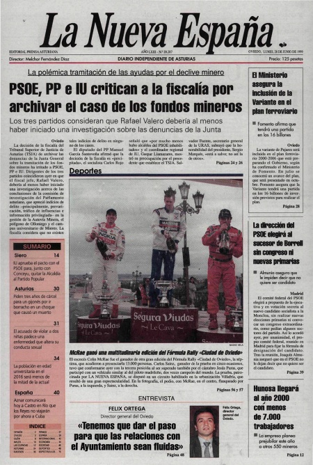 Portada Lunes 28 de  de 1999