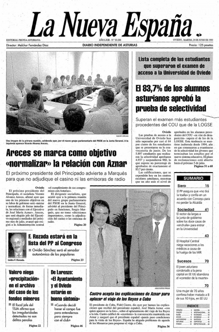 Portada Martes 29 de  de 1999