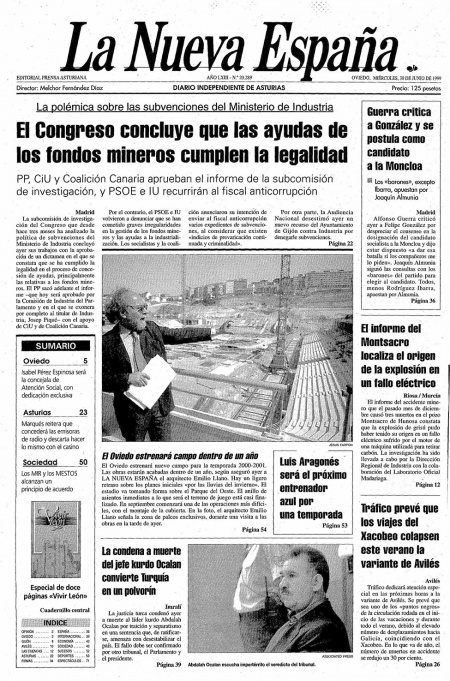 Portada Miércoles 30 de  de 1999