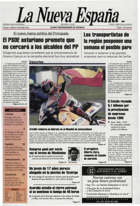 Portada Lunes 5 de  de 1999