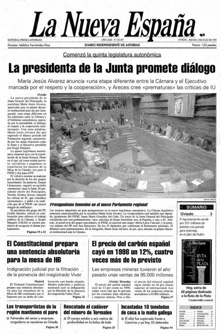Portada Jueves 8 de  de 1999