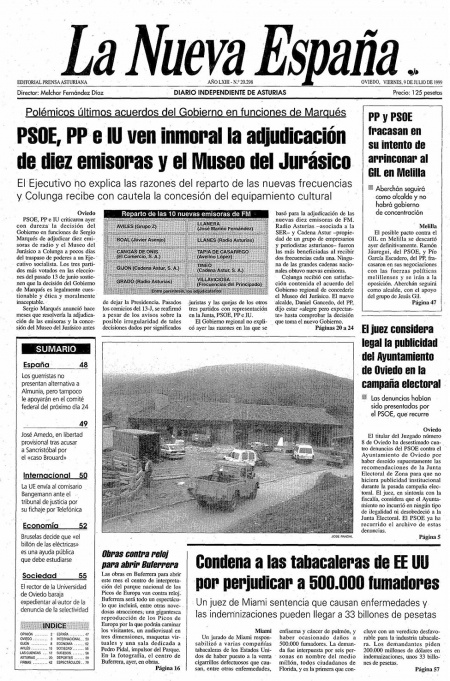 Portada Viernes 9 de  de 1999