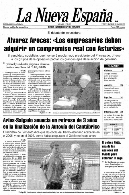 Portada Martes 20 de  de 1999
