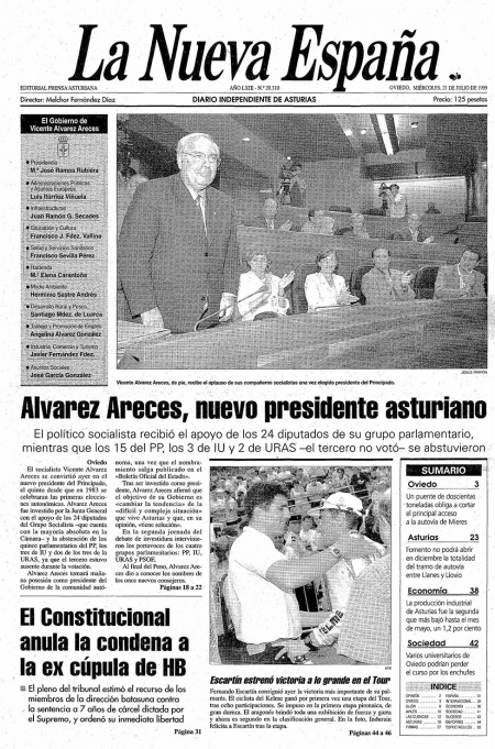 Portada Miércoles 21 de  de 1999