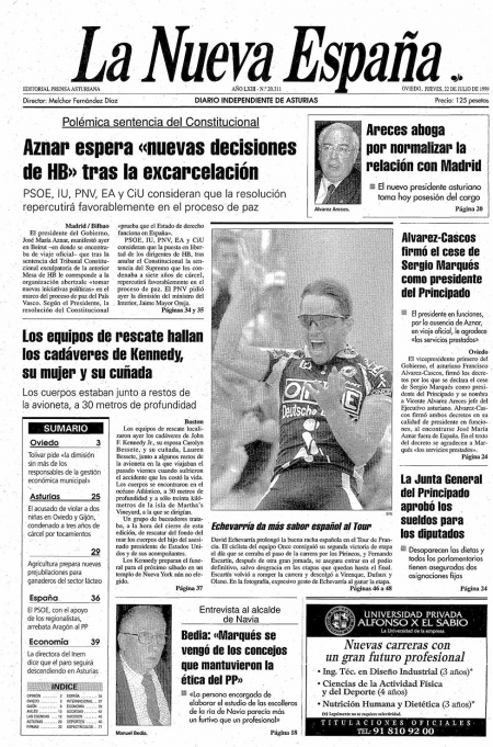 Portada Jueves 22 de  de 1999
