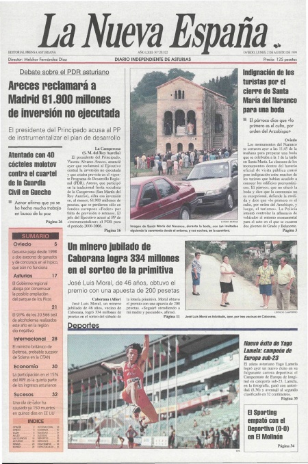 Portada Lunes 2 de  de 1999