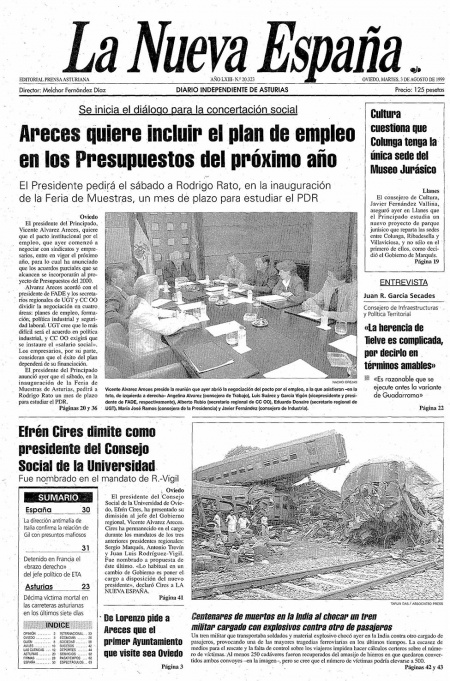 Portada Martes 3 de  de 1999