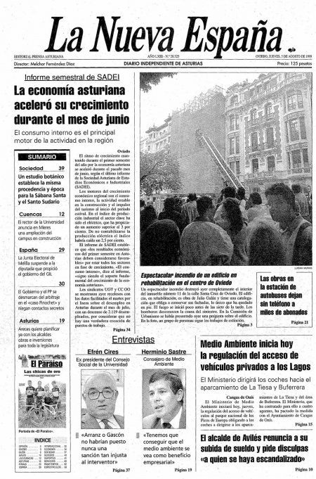 Portada Jueves 5 de  de 1999