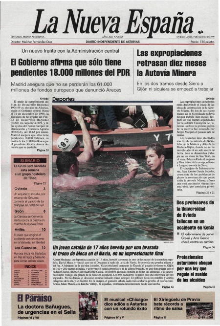 Portada Lunes 9 de  de 1999