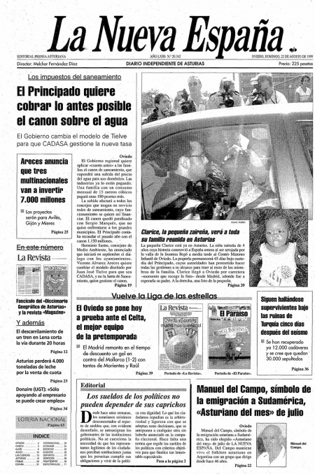 Portada Domingo 22 de  de 1999