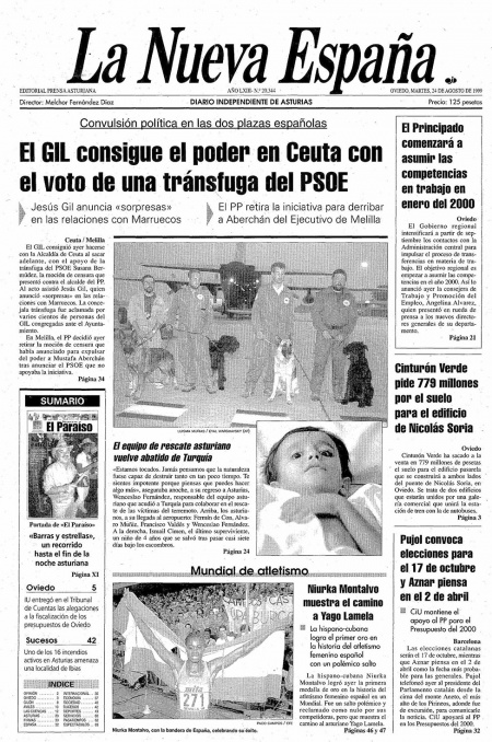 Portada Martes 24 de  de 1999