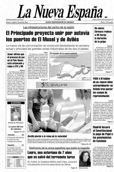 Portada Jueves 26 de  de 1999