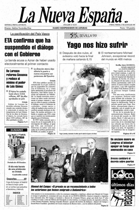 Portada Viernes 27 de  de 1999
