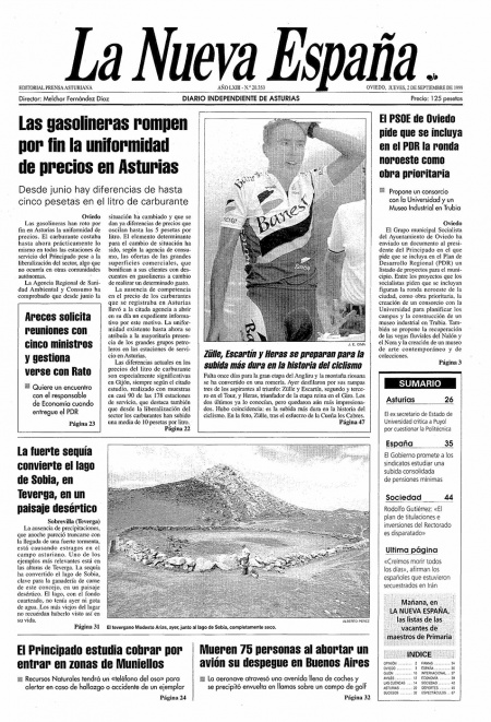 Portada Jueves 2 de  de 1999