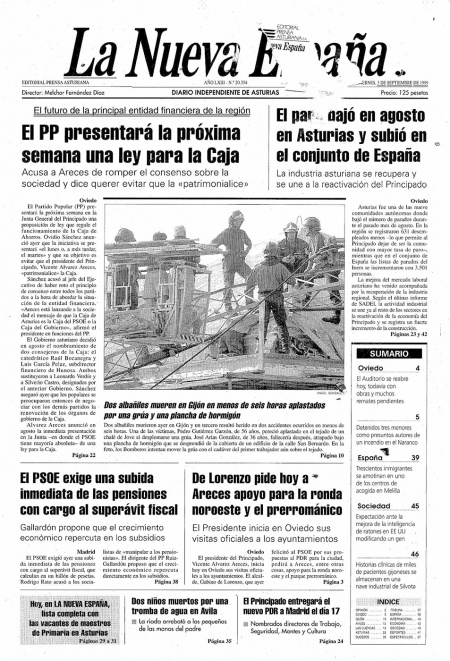 Portada Viernes 3 de  de 1999