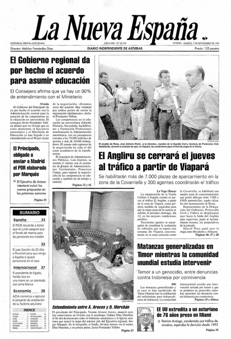 Portada Martes 7 de  de 1999