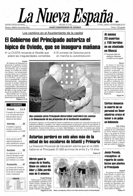 Portada Viernes 10 de  de 1999