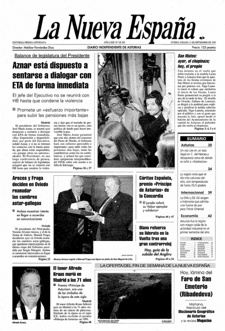 Portada Sábado 11 de  de 1999