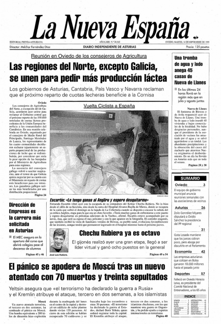 Portada Martes 14 de  de 1999
