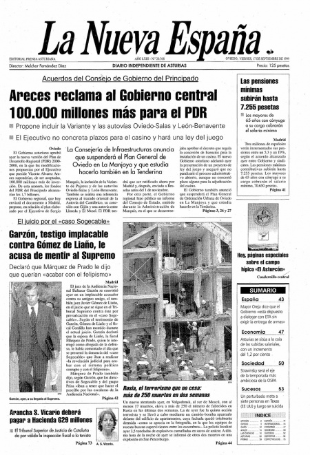 Portada Viernes 17 de  de 1999