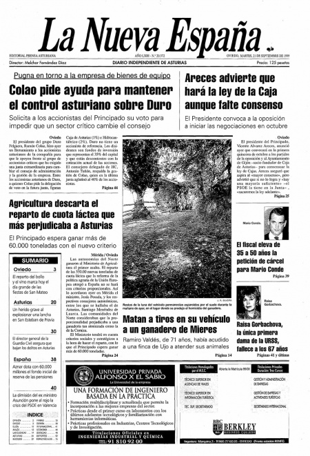 Portada Martes 21 de  de 1999