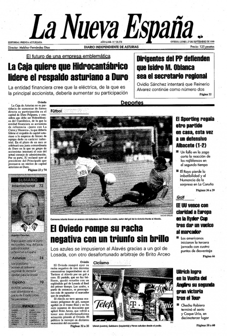 Portada Lunes 27 de  de 1999