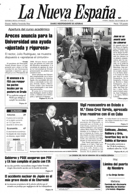 Portada Sábado 2 de Octubre de 1999