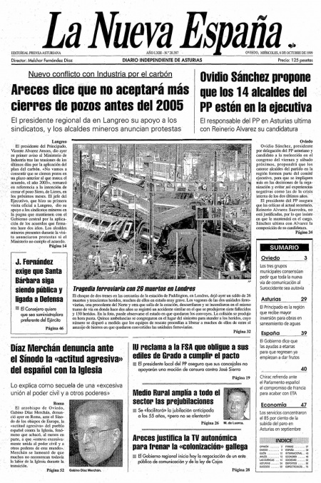 Portada Miércoles 6 de Octubre de 1999