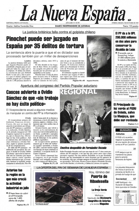 Portada Sábado 9 de Octubre de 1999