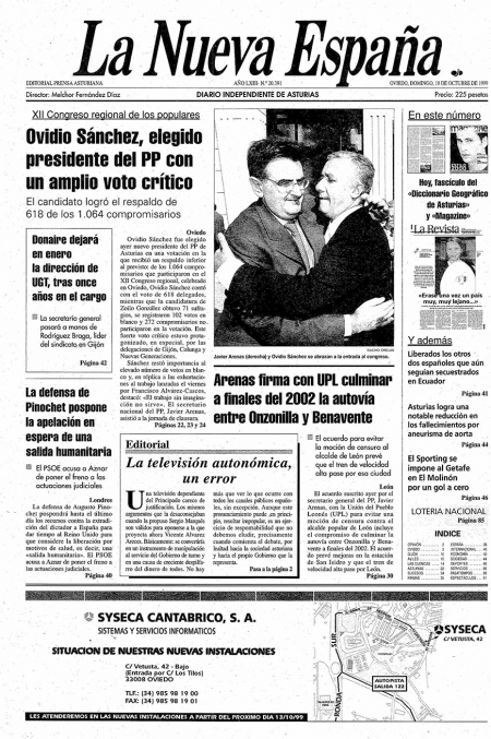 Portada Domingo 10 de Octubre de 1999