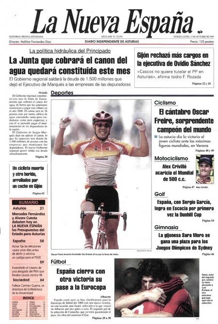 Portada Lunes 11 de Octubre de 1999