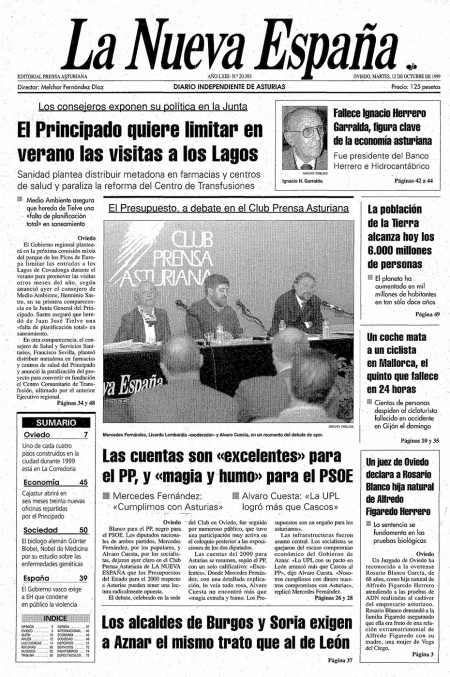 Portada Martes 12 de Octubre de 1999