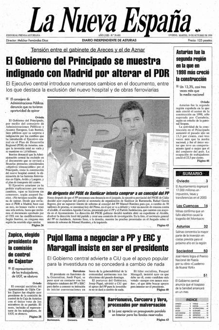 Portada Martes 19 de Octubre de 1999