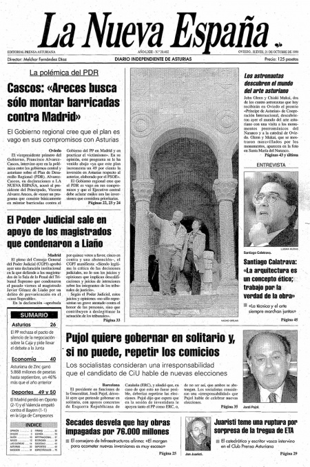 Portada Jueves 21 de Octubre de 1999