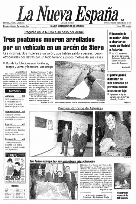Portada Viernes 22 de Octubre de 1999