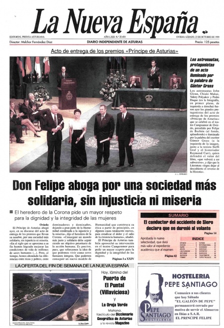 Portada Sábado 23 de Octubre de 1999