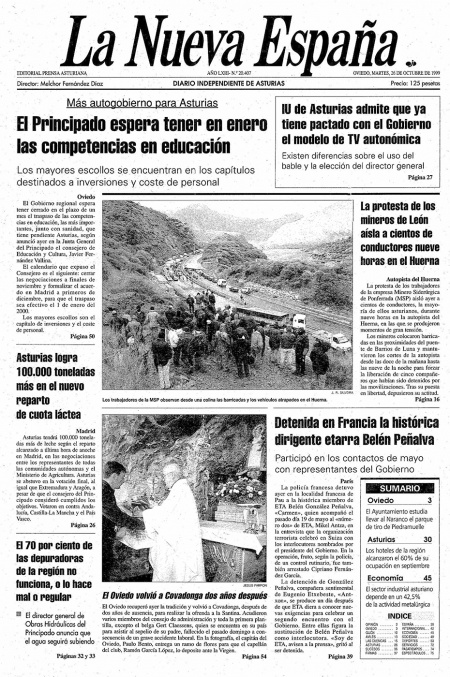 Portada Martes 26 de Octubre de 1999