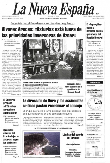 Portada Sábado 30 de Octubre de 1999