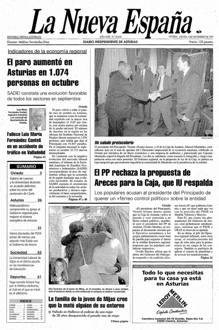 Portada Jueves 4 de Noviembre de 1999