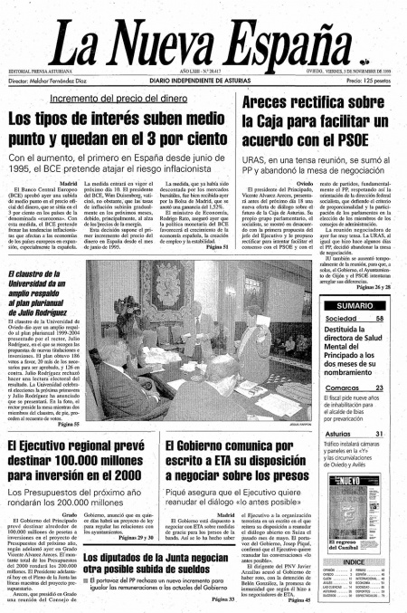 Portada Viernes 5 de Noviembre de 1999