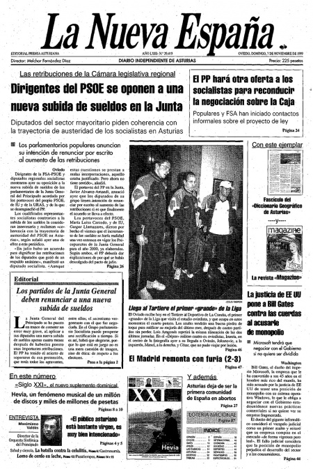 Portada Domingo 7 de Noviembre de 1999