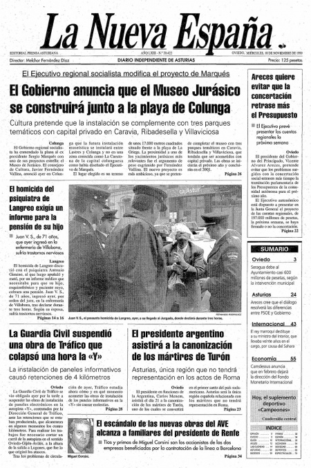 Portada Miércoles 10 de Noviembre de 1999