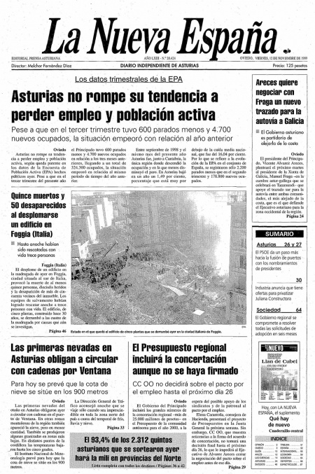 Portada Viernes 12 de Noviembre de 1999