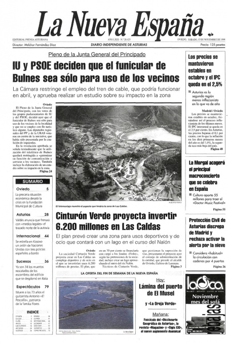 Portada Sábado 13 de Noviembre de 1999