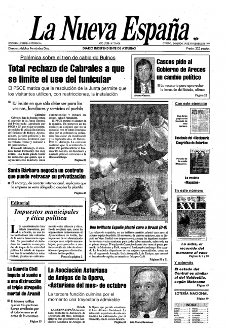 Portada Domingo 14 de Noviembre de 1999