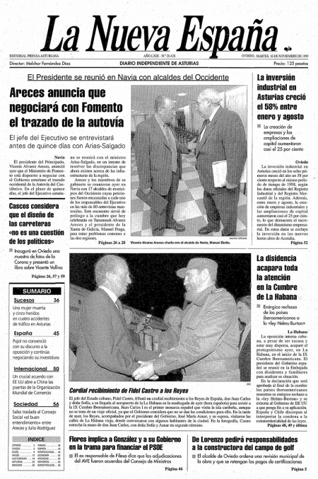Portada Martes 16 de Noviembre de 1999