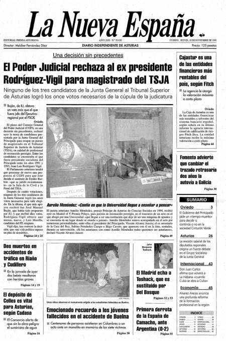 Portada Jueves 18 de Noviembre de 1999